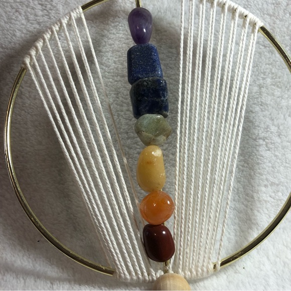 Handcrafted chakra 7 stone boho wall hanging - Picture 6 of 7